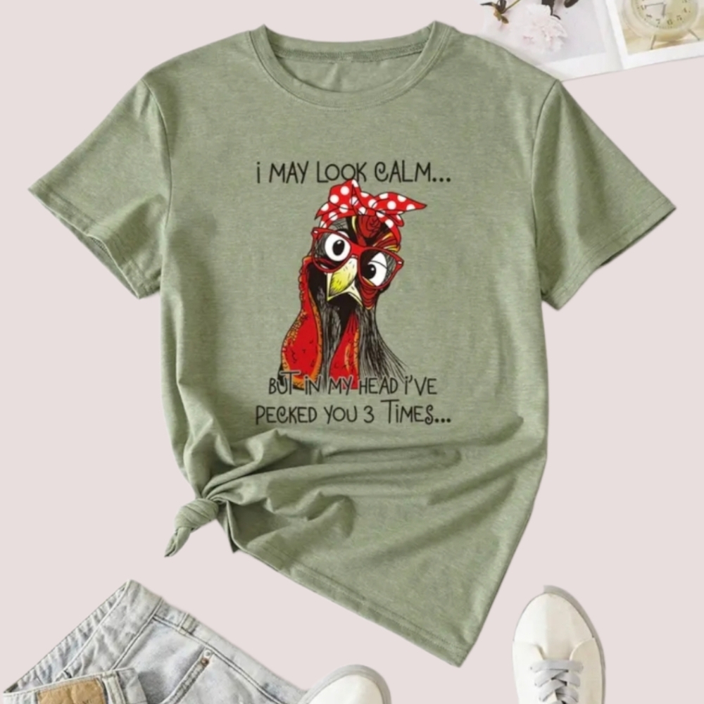 I May Look Calm.. Olive Green Graphic Tee